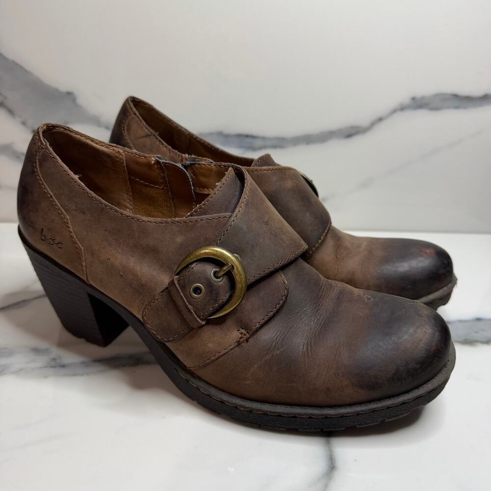 BOC Women's Brown Leather Catori Booties Sz 10 Comfort Side Zip Buckle Witchcore